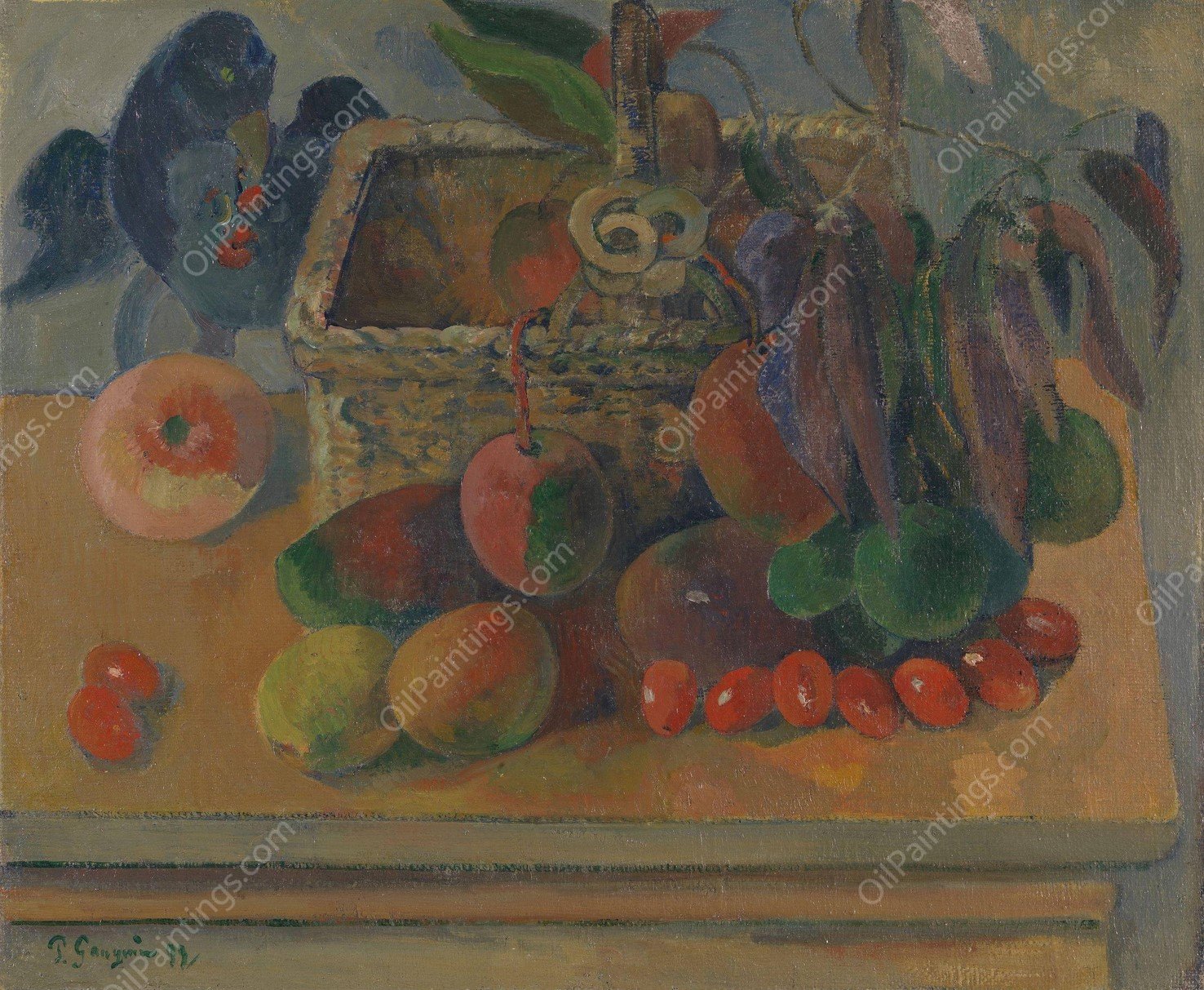 Still life with basket and fruits  by Paul Gauguin - Hand-Painted Oil Painting Reproduction