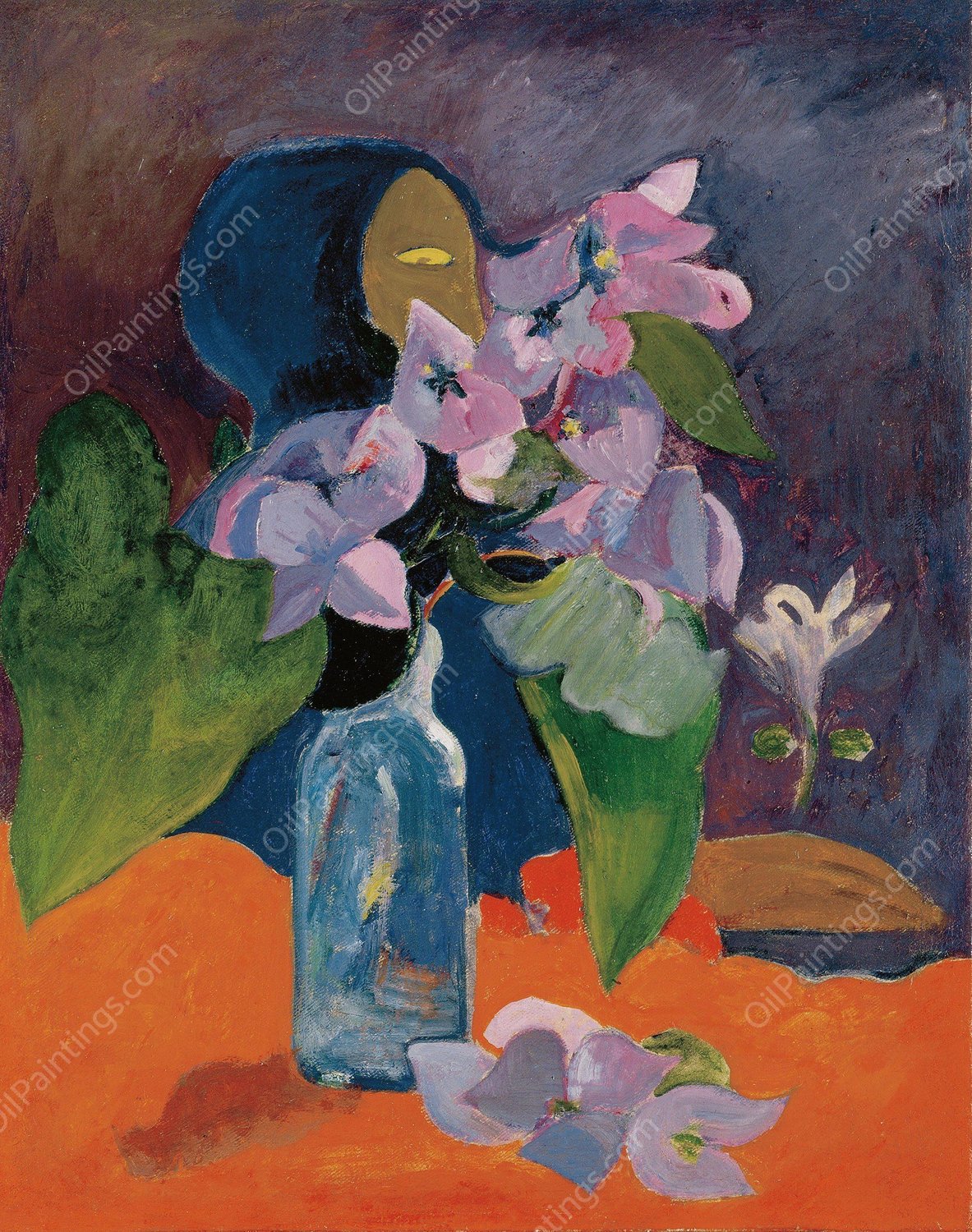 Still Life with Flowers and Idol  by Paul Gauguin - Hand-Painted Oil Painting Reproduction