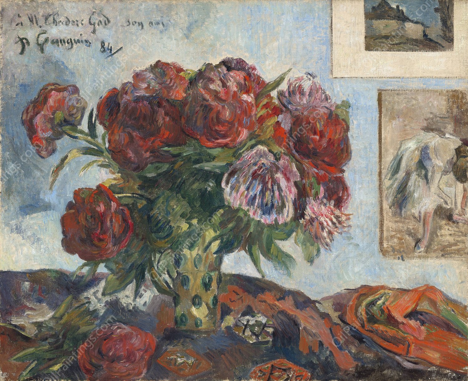 Still Life with Peonies  by Paul Gauguin - Hand-Painted Oil Painting Reproduction