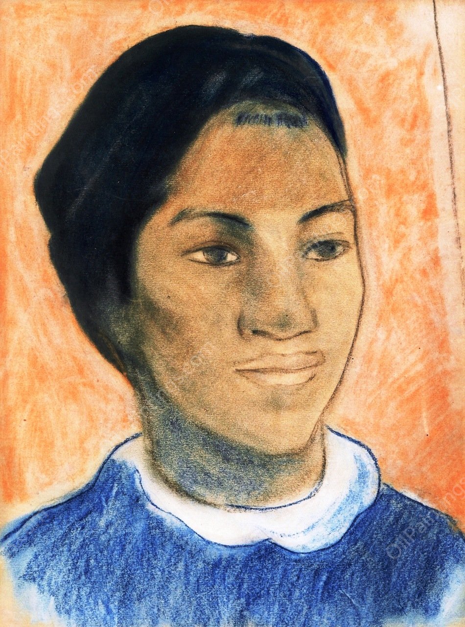 Tahitian Woman's Head II by Paul Gauguin - Hand-Painted Oil Painting Reproduction