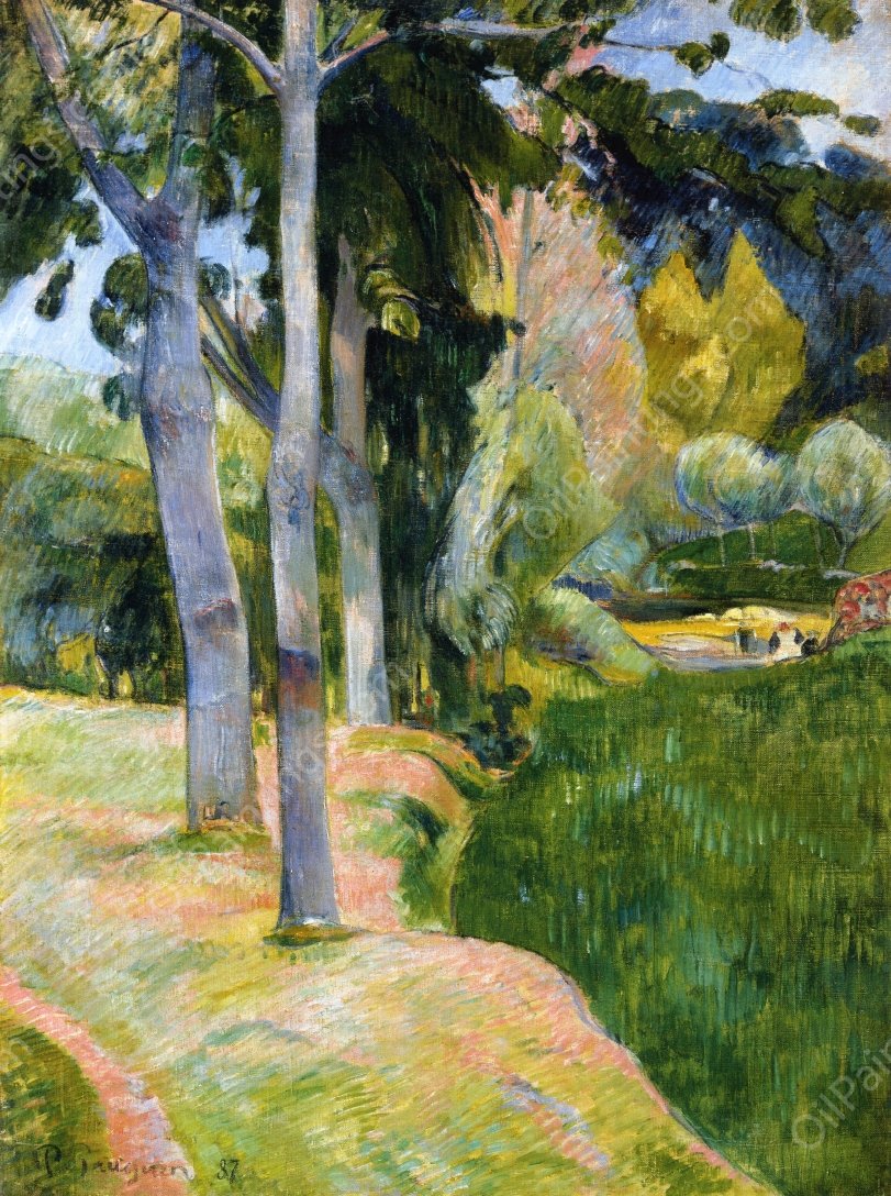 The Large Trees by Paul Gauguin - Hand-Painted Oil Painting Reproduction