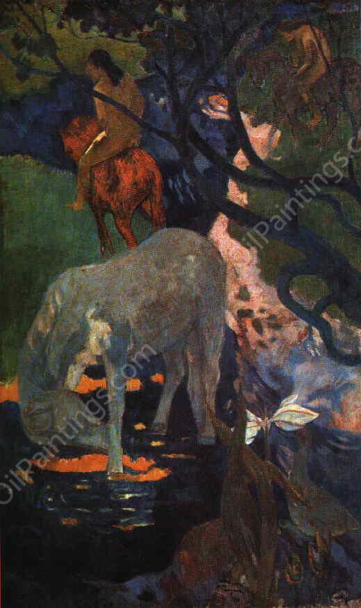 The White Horse by Paul Gauguin - Hand-Painted Oil Painting Reproduction