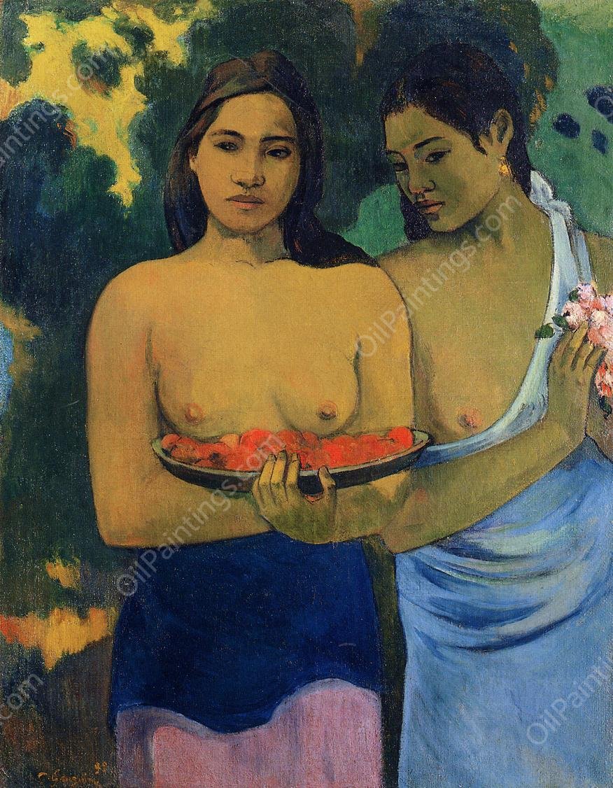 Two Tahitian Women by Paul Gauguin - Hand-Painted Oil Painting Reproduction