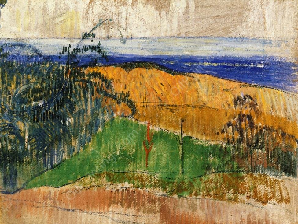 View of the Beach at Bellangenay by Paul Gauguin - Hand-Painted Oil Painting Reproduction