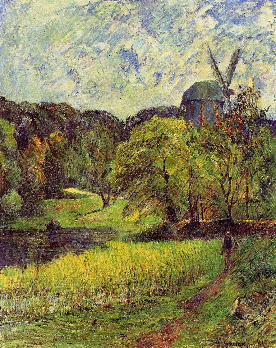Windmil, Ostervold Park by Paul Gauguin - Hand-Painted Oil Painting Reproduction
