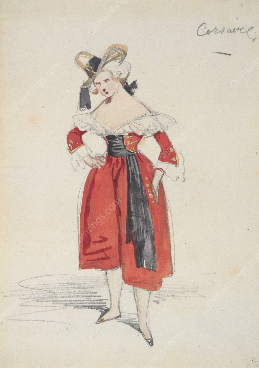 Corsaire  by Paul Gavarni - Hand-Painted Oil Painting Reproduction