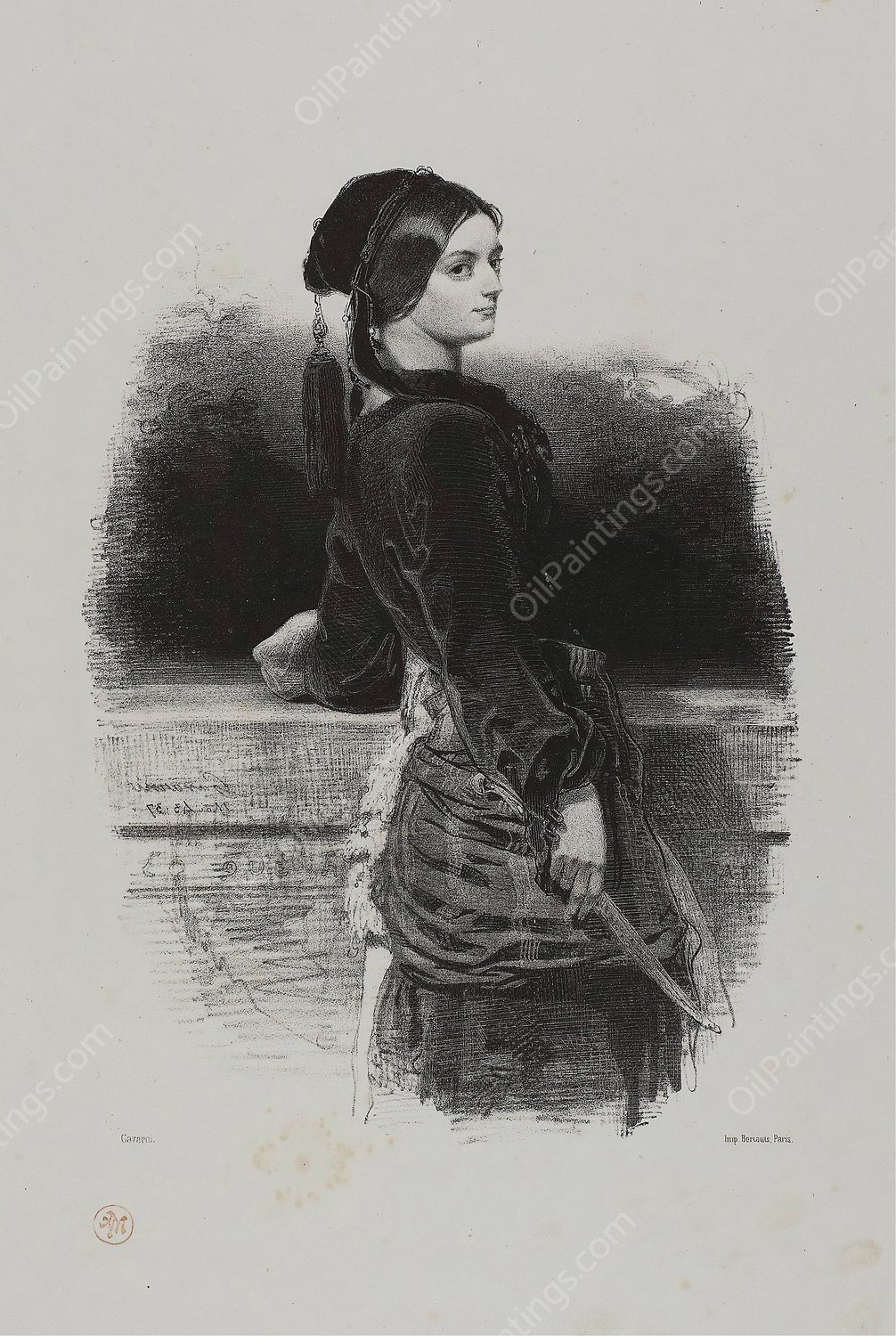 Gulnare  by Paul Gavarni - Hand-Painted Oil Painting Reproduction