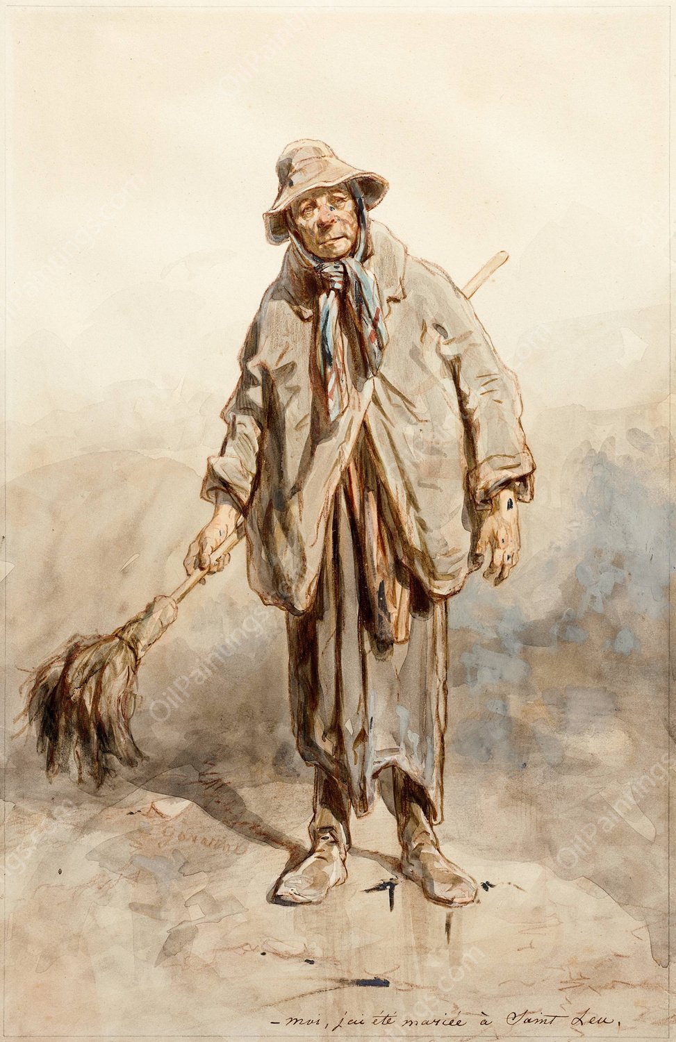 Moi, j'ai ete mariee a Saint-Leu  by Paul Gavarni - Hand-Painted Oil Painting Reproduction