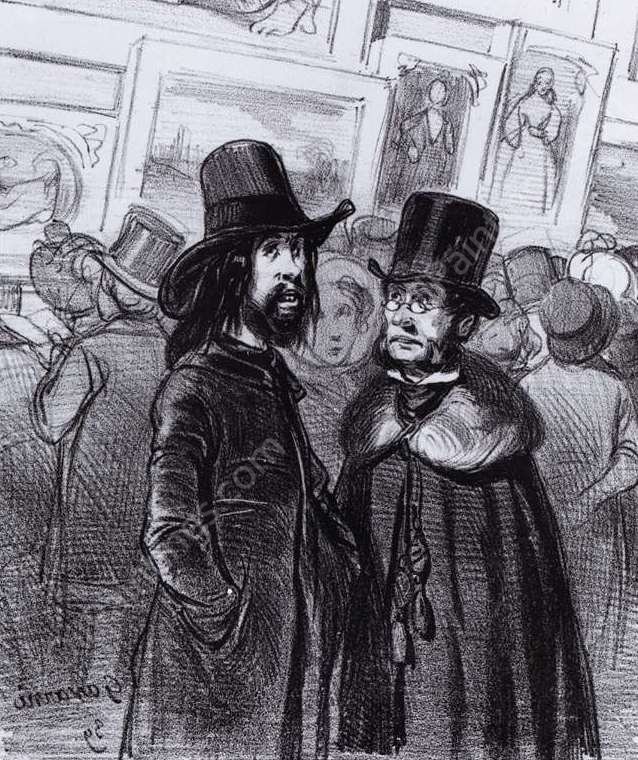 What a Dreadful Salon by Paul Gavarni - Hand-Painted Oil Painting Reproduction