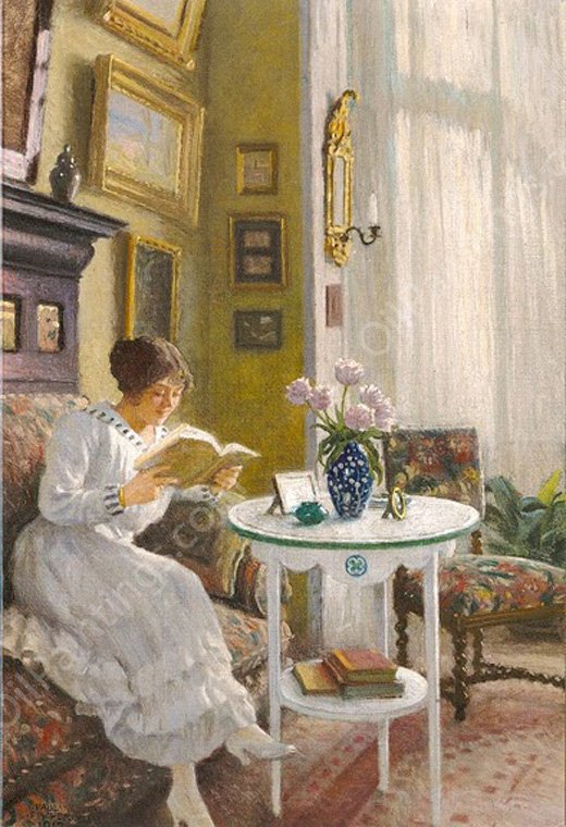 Afternoon Read by Paul-Gustave Fischer - Hand-Painted Oil Painting Reproduction