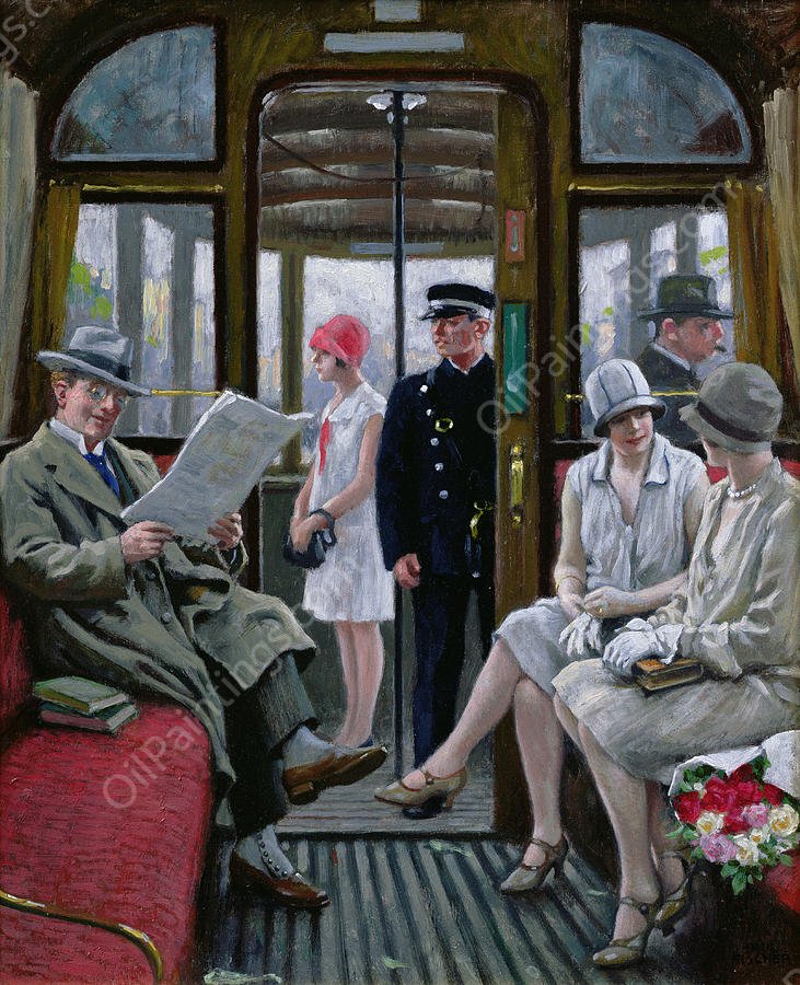 Copenhagen Tram by Paul-Gustave Fischer - Hand-Painted Oil Painting Reproduction
