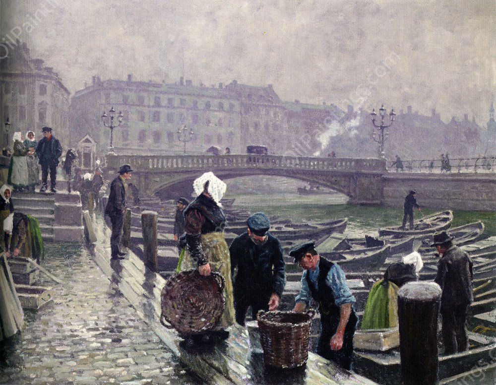 Ved Gammel Strand by Paul Gustave Fischer - Hand-Painted Oil Painting Reproduction
