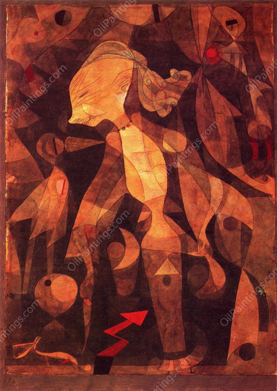 A Young Ladys Adventure by Paul Klee - Hand-Painted Oil Painting Reproduction