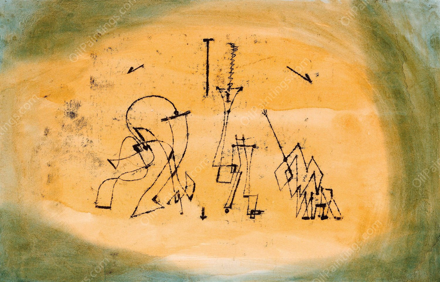 Abstract Trio  by Paul Klee - Hand-Painted Oil Painting Reproduction