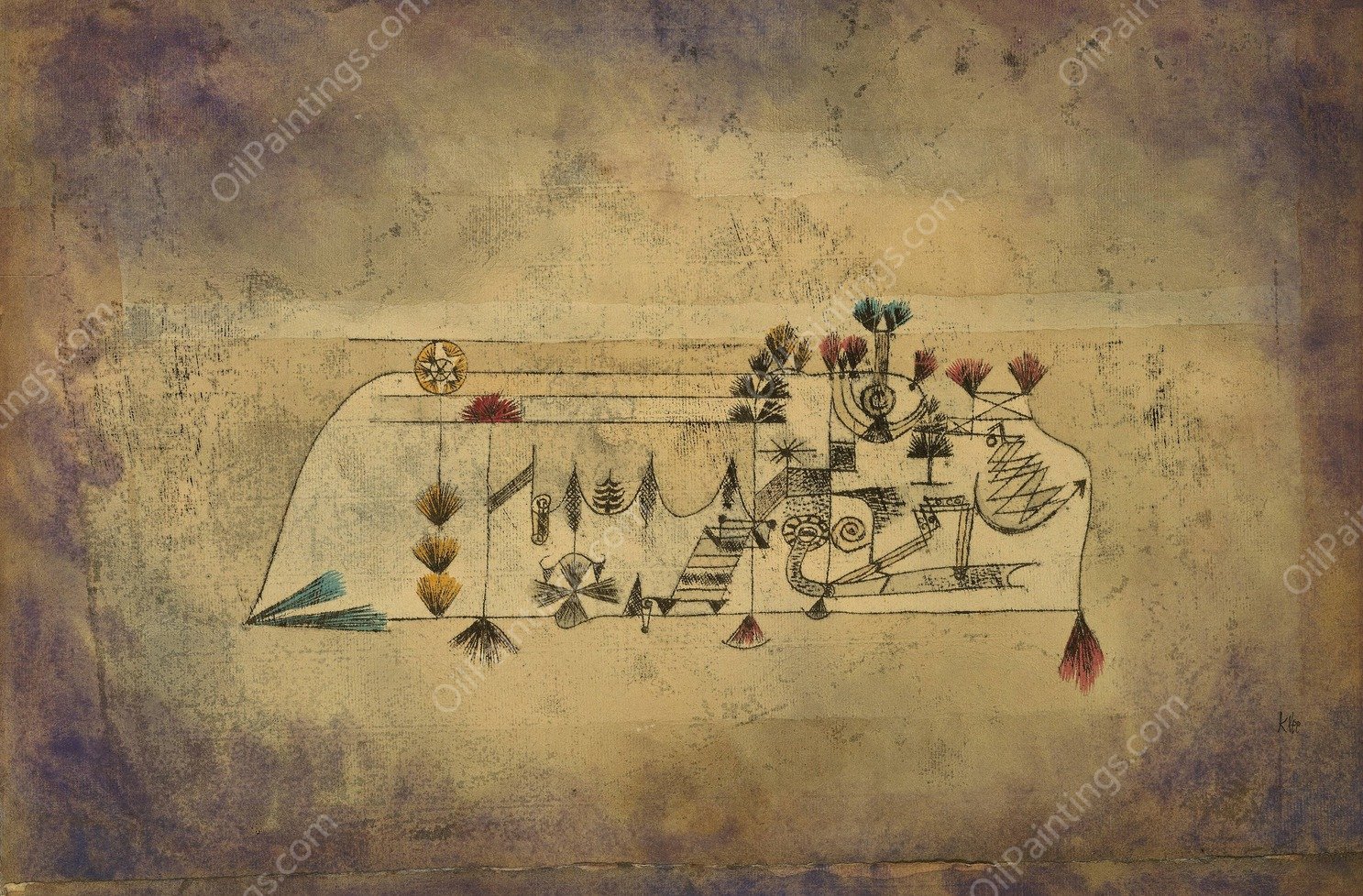 All Souls'Picture  by Paul Klee - Hand-Painted Oil Painting Reproduction