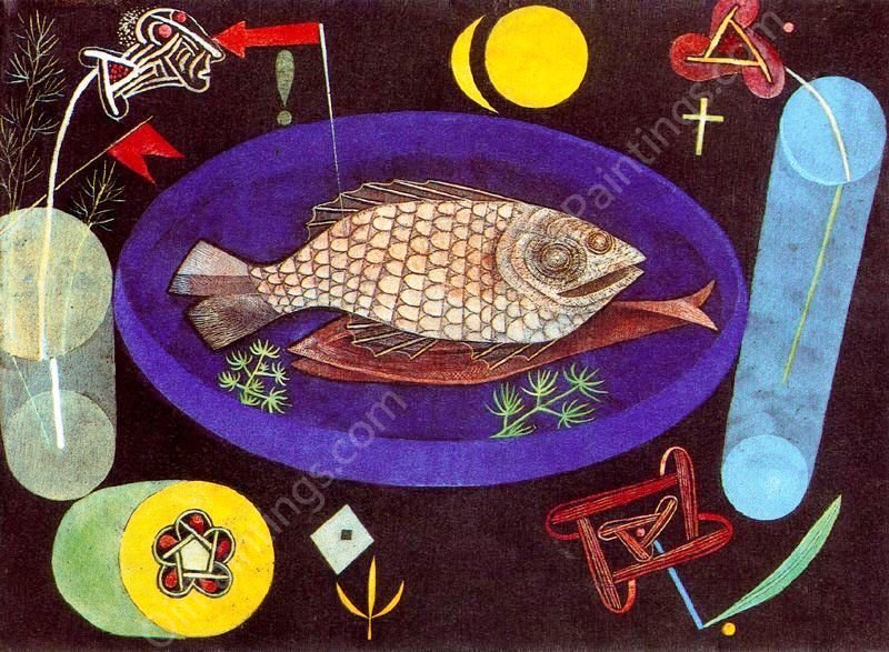 Around the Fish by Paul Klee - Hand-Painted Oil Painting Reproduction