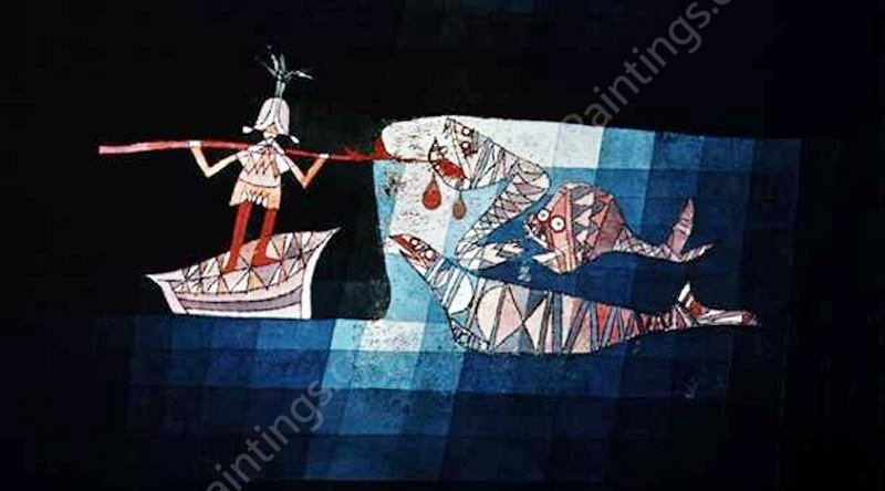 Battle Scene from the Comic Opera by Paul Klee - Hand-Painted Oil Painting Reproduction