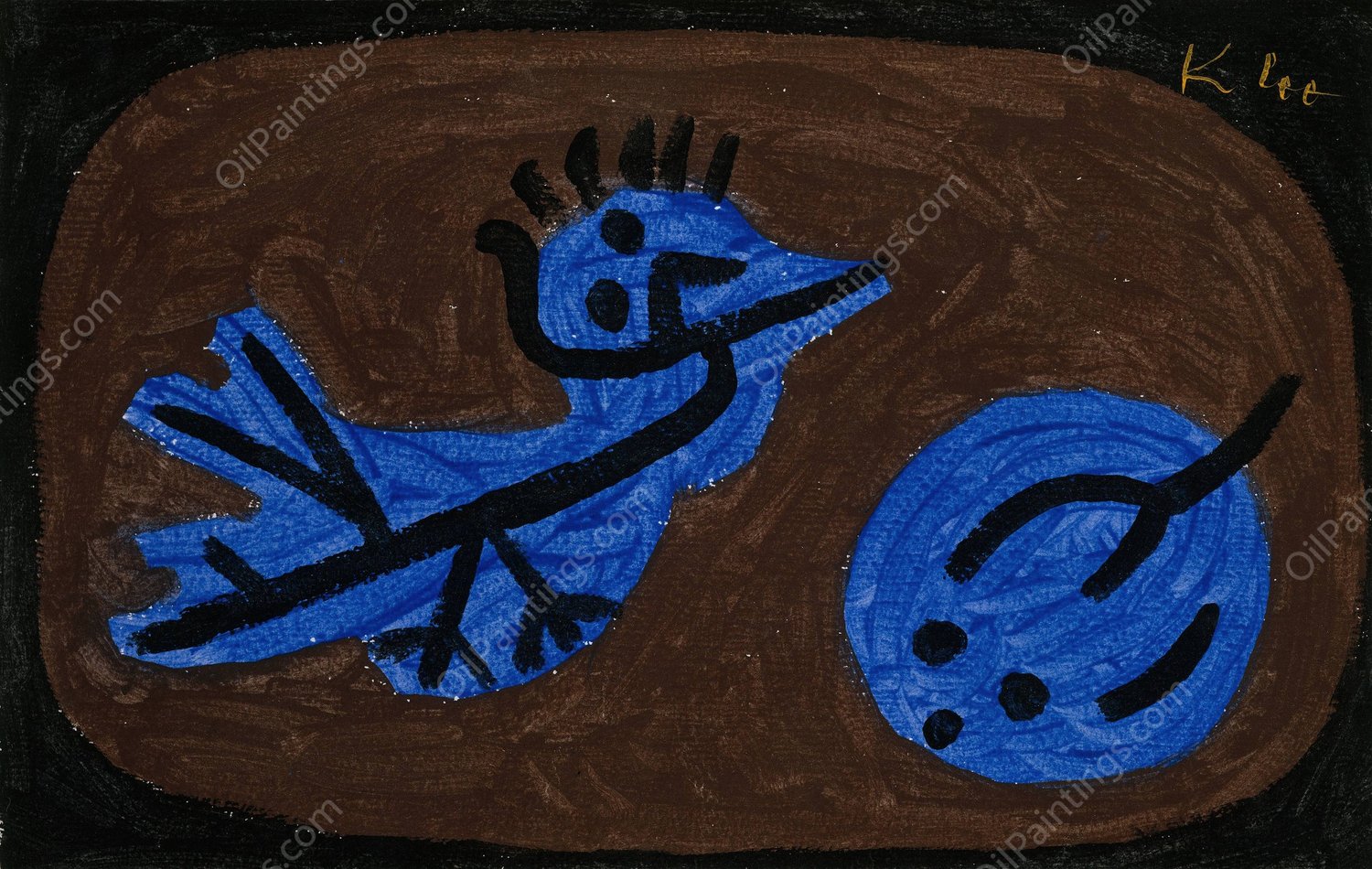 Blue-Bird-Pumpkin  by Paul Klee - Hand-Painted Oil Painting Reproduction