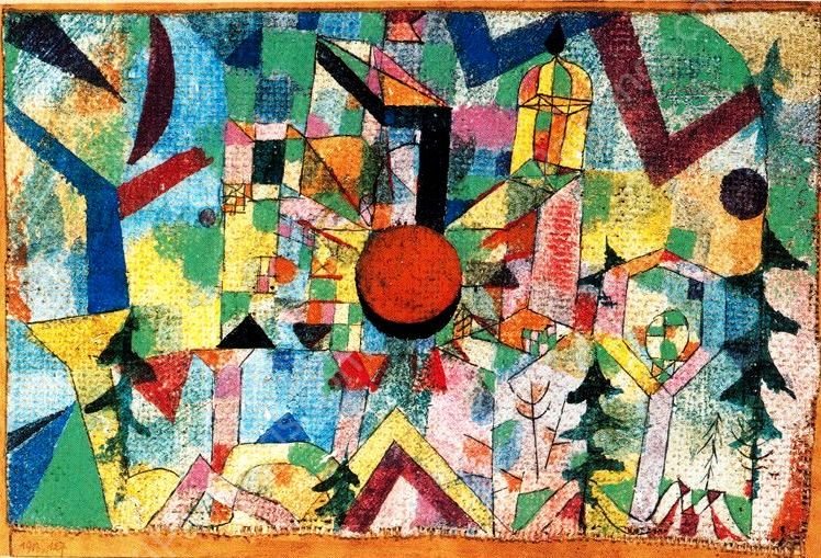 Castle with Setting Sun by Paul Klee - Hand-Painted Oil Painting Reproduction
