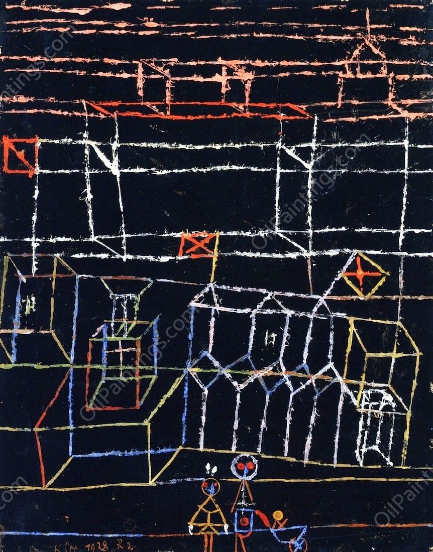 Children Before a City by Paul Klee - Hand-Painted Oil Painting Reproduction