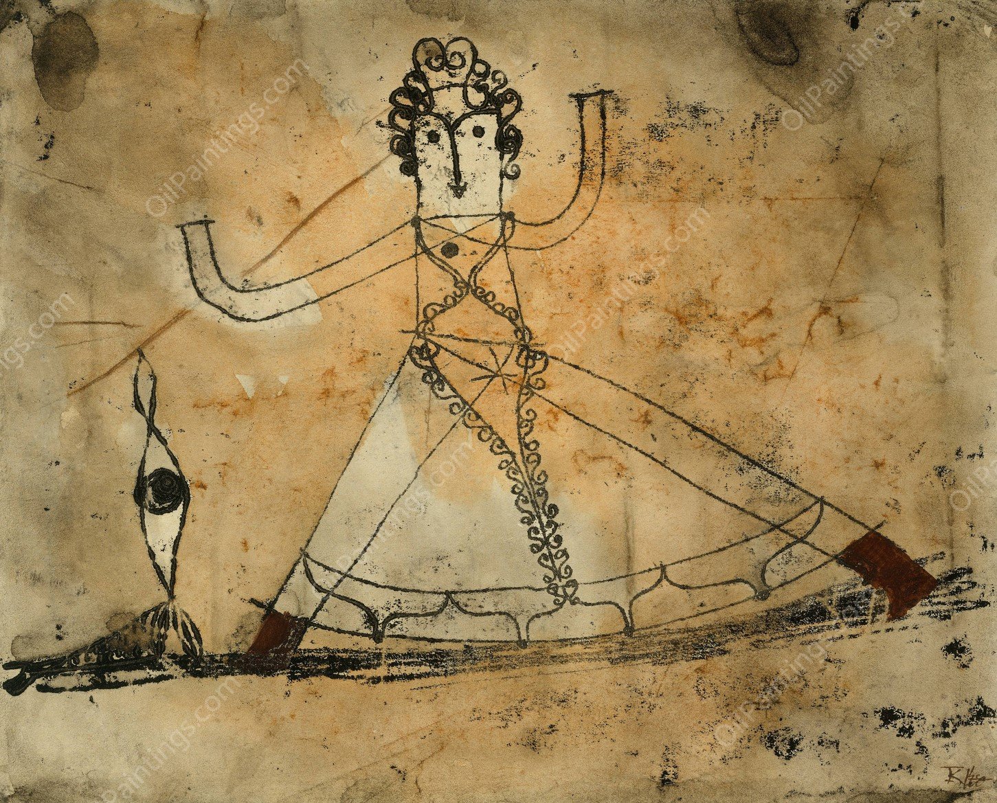 Classical Grotesque  by Paul Klee - Hand-Painted Oil Painting Reproduction