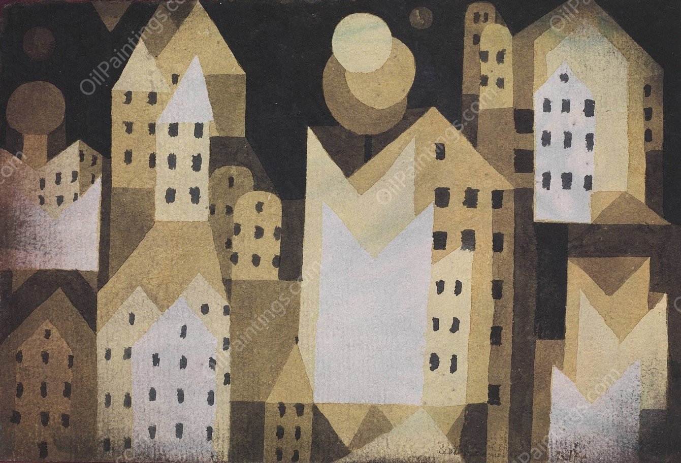Cold City  by Paul Klee - Hand-Painted Oil Painting Reproduction