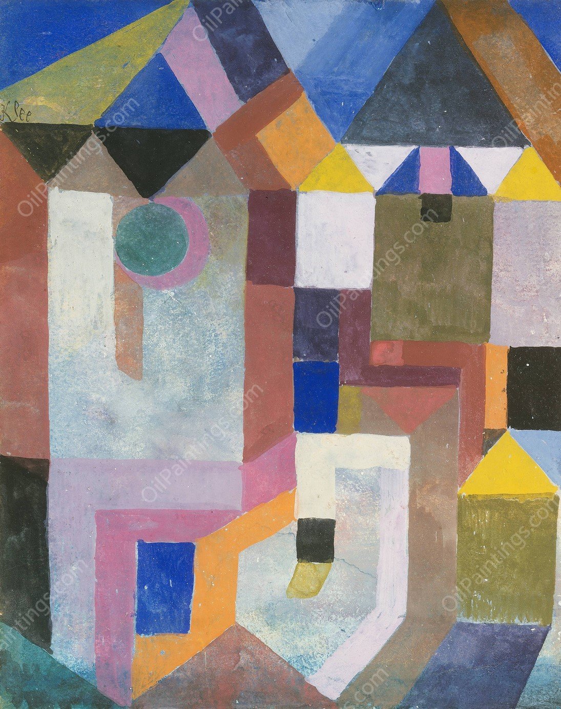 Colorful Architecture  by Paul Klee - Hand-Painted Oil Painting Reproduction