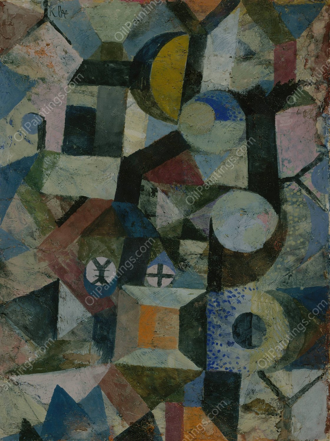 Composition with the Yellow Half-Moon and the Y  by Paul Klee - Hand-Painted Oil Painting Reproduction
