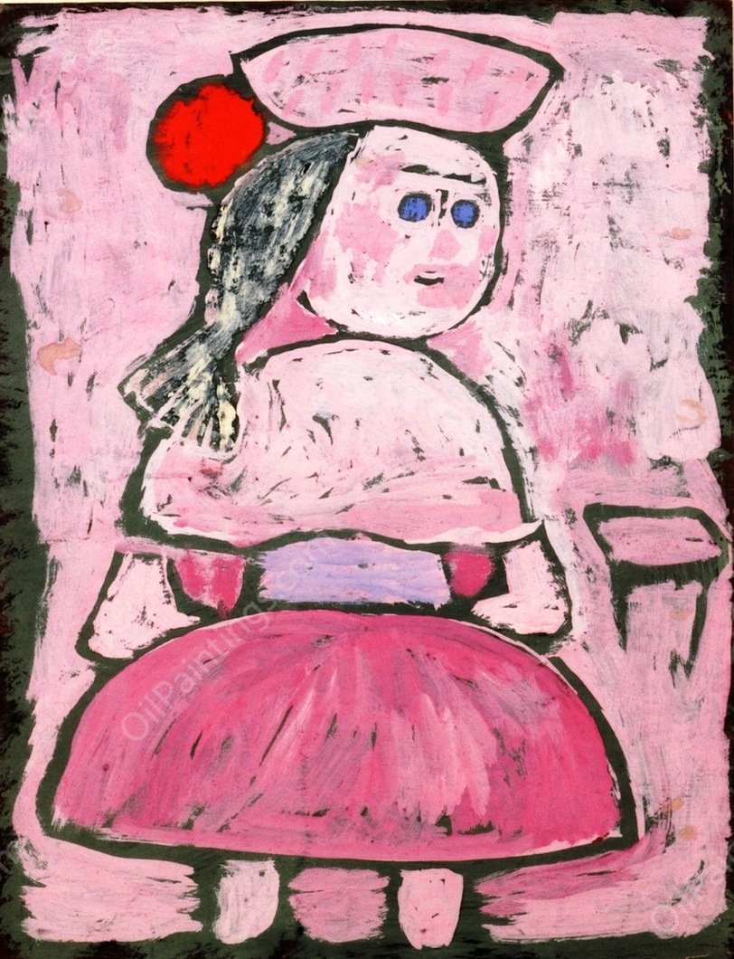 Costumed Peasant Girl by Paul Klee - Hand-Painted Oil Painting Reproduction