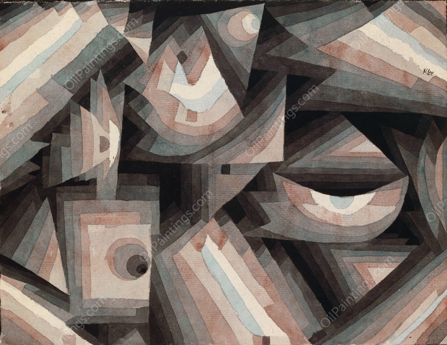 Crystal Gradation  by Paul Klee - Hand-Painted Oil Painting Reproduction