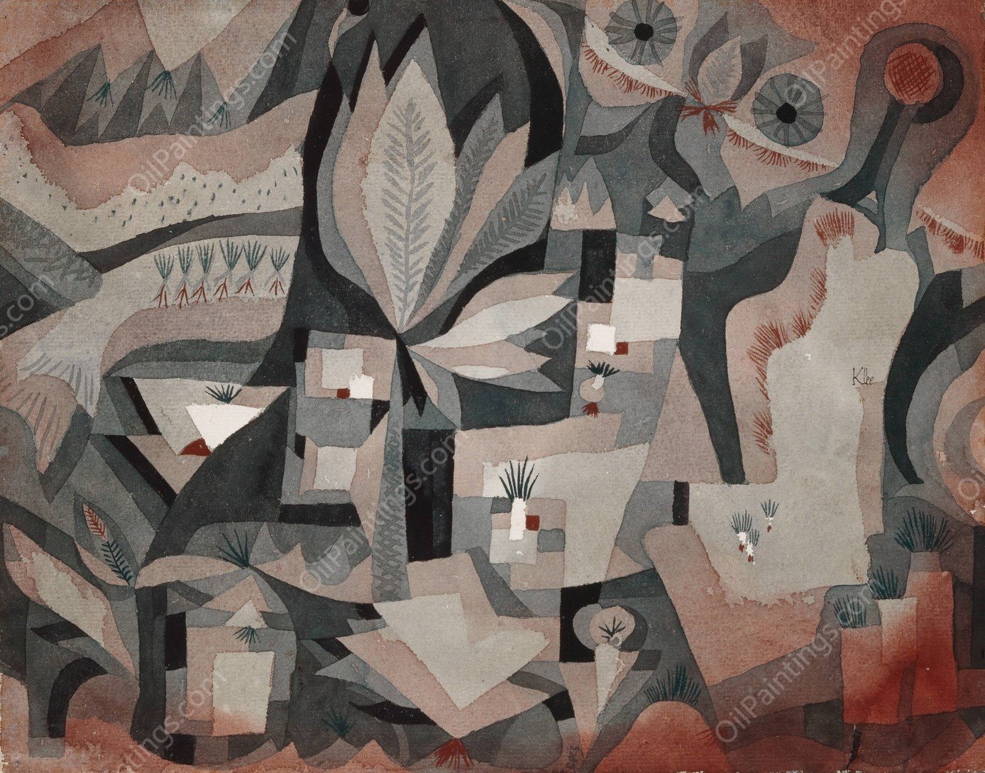 Dry-cool garden  by Paul Klee - Hand-Painted Oil Painting Reproduction