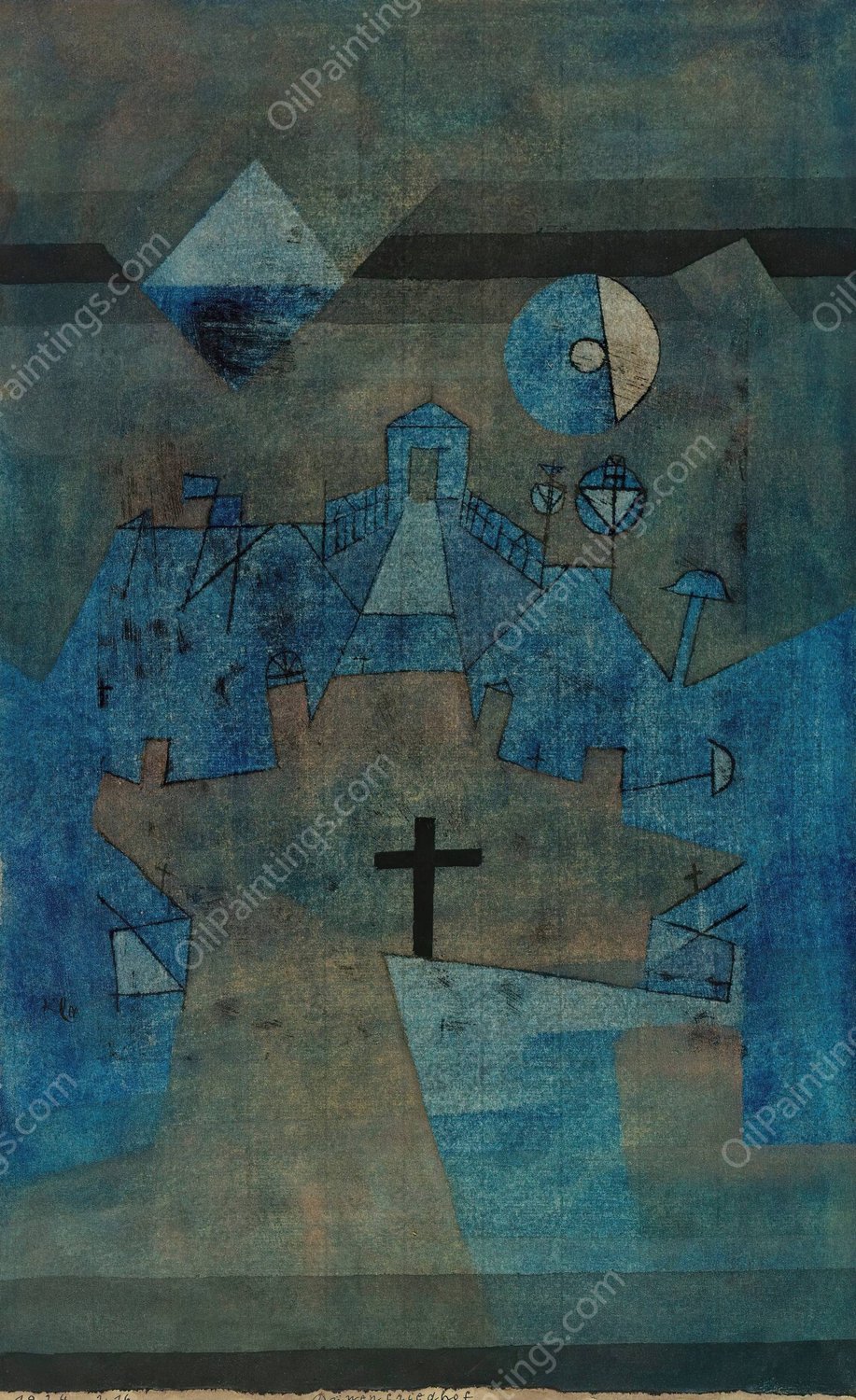 Dunenfriedhof  by Paul Klee - Hand-Painted Oil Painting Reproduction
