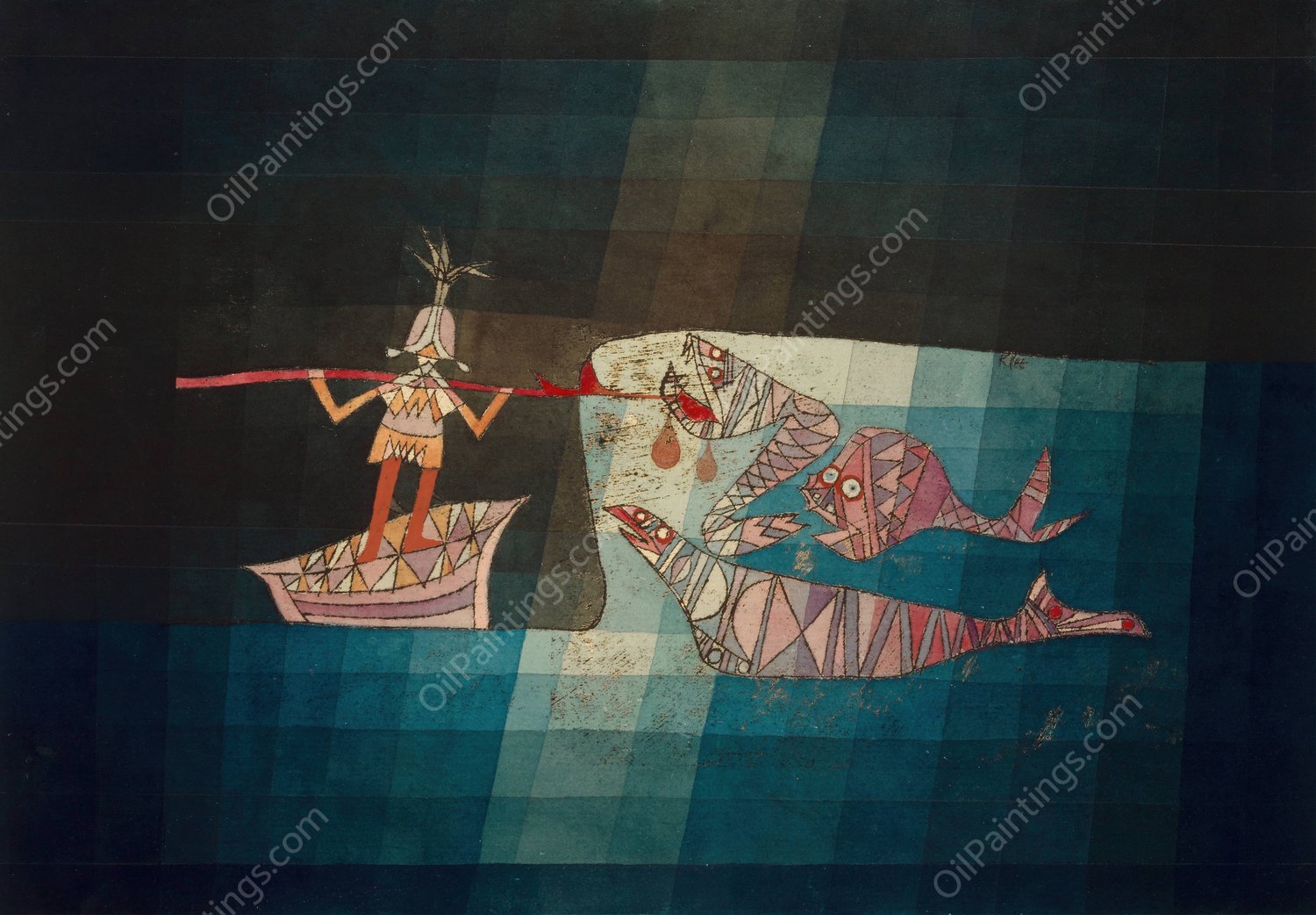 Fighting scene from the comic-fantastic opera 'the seafarer' by Paul Klee - Hand-Painted Oil Painting Reproduction