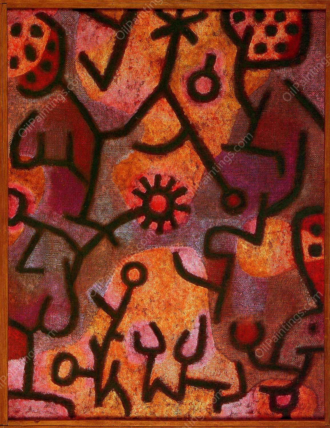 Flora on Rocks Sun by Paul Klee - Hand-Painted Oil Painting Reproduction