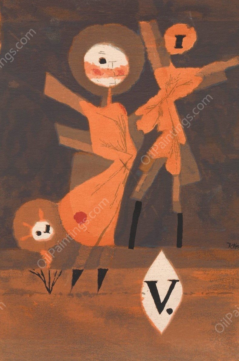Flower Family V.  by Paul Klee - Hand-Painted Oil Painting Reproduction