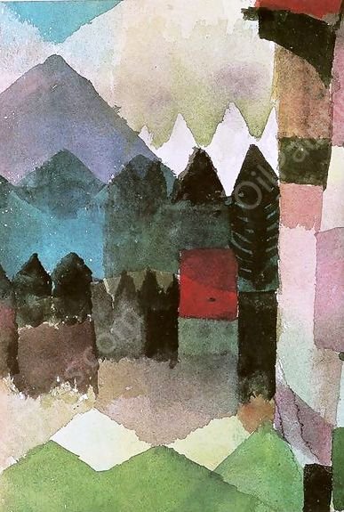 Foehn in the Garden of Franz Marc by Paul Klee - Hand-Painted Oil Painting Reproduction