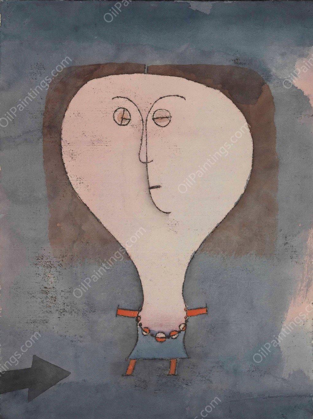 Fright of a Girl  by Paul Klee - Hand-Painted Oil Painting Reproduction