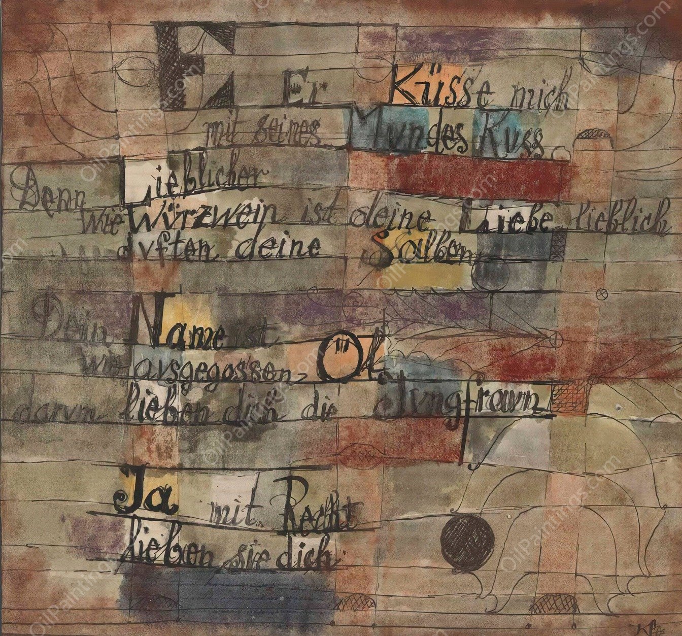 From the Song of Songs by Paul Klee - Hand-Painted Oil Painting Reproduction