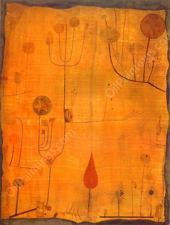 Fruits on Red by Paul Klee - Hand-Painted Oil Painting Reproduction
