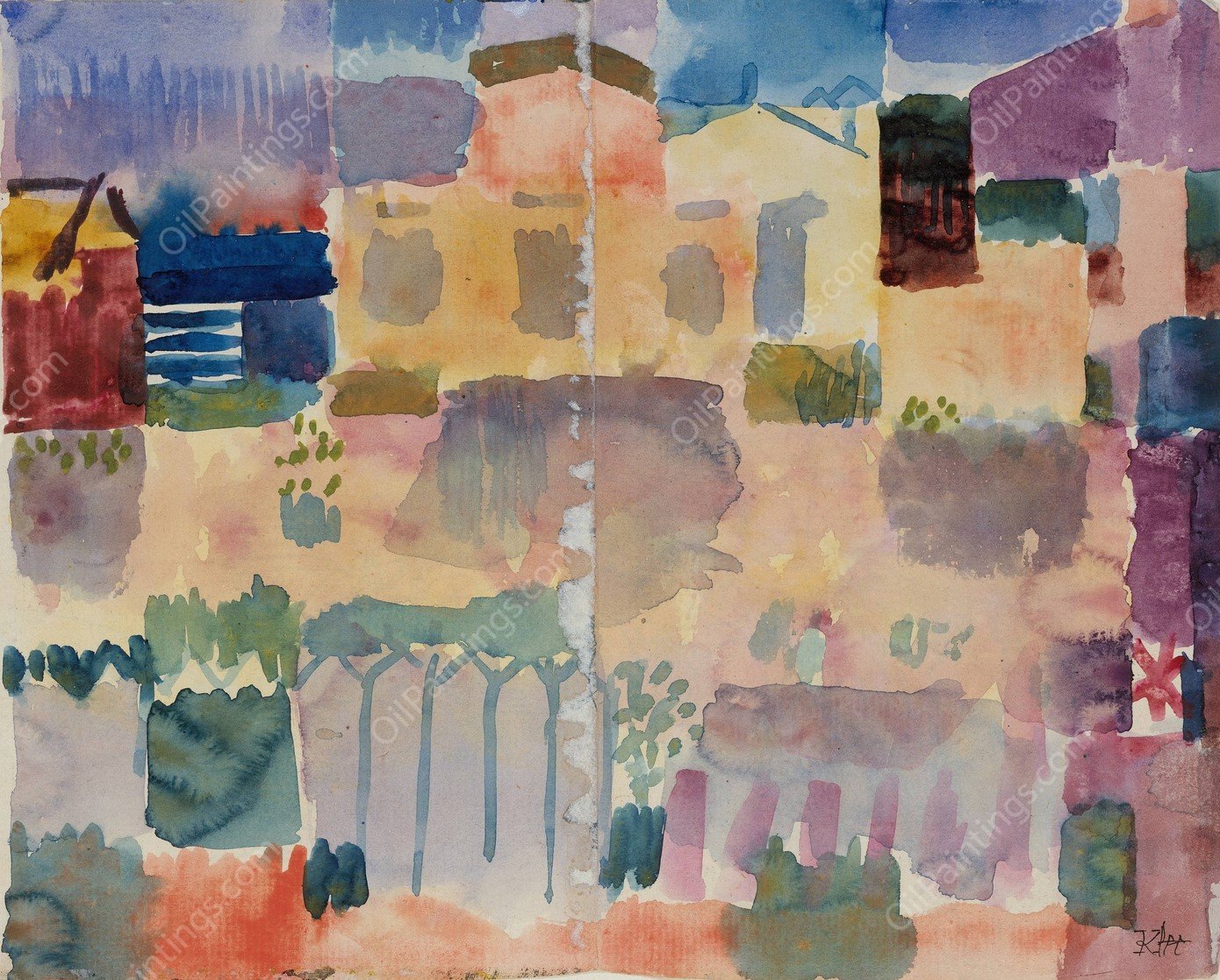 Garden in St. Germain, The European Quarter Near Tunis  by Paul Klee - Hand-Painted Oil Painting Reproduction