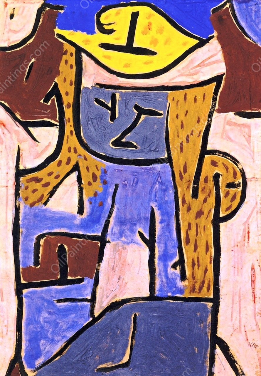 Girl with a Yellow Hat by Paul Klee - Hand-Painted Oil Painting Reproduction