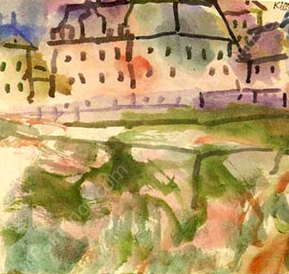Houses near the Gravel Pit by Paul Klee - Hand-Painted Oil Painting Reproduction