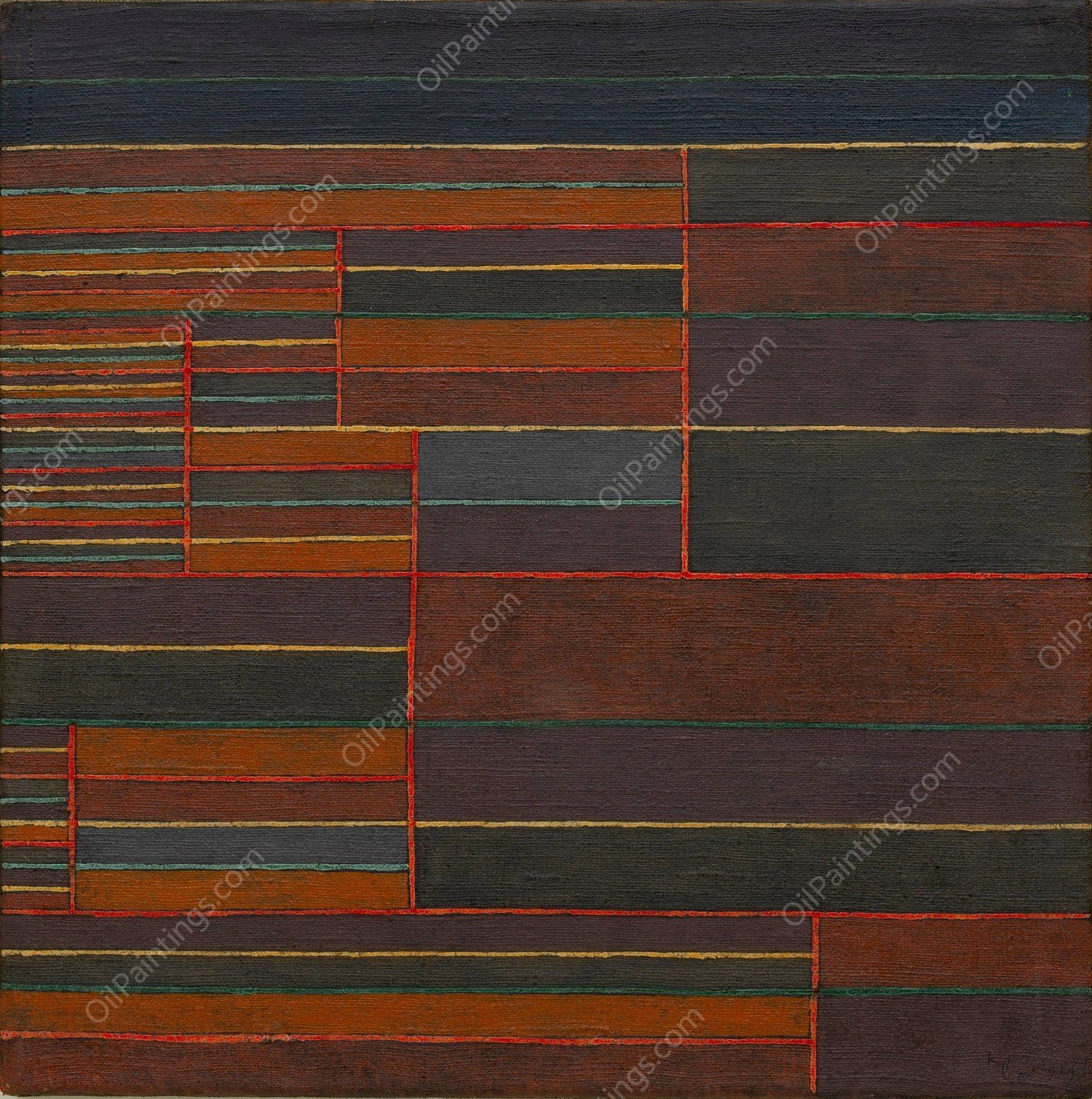 In the Current Six Thresholds  by Paul Klee - Hand-Painted Oil Painting Reproduction