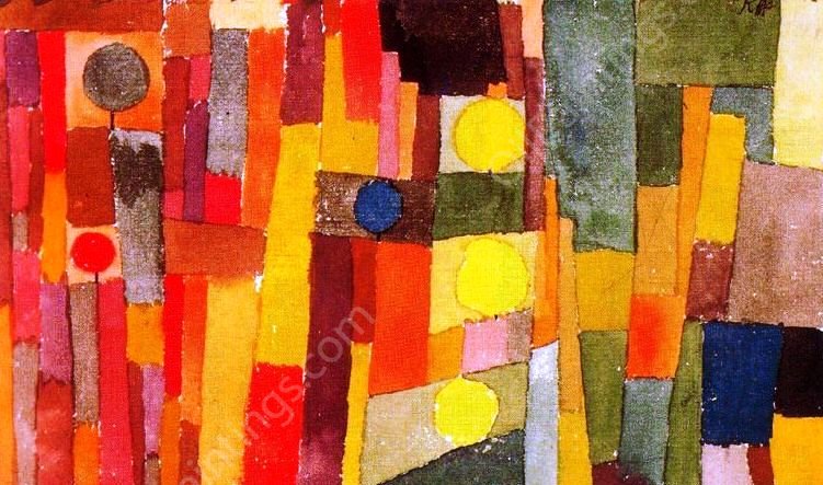 In the Kairouan Style, Transposed in a Moderate Way  by Paul Klee - Hand-Painted Oil Painting Reproduction