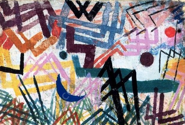 Interplay of Forces in a Lech River Landscape by Paul Klee - Hand-Painted Oil Painting Reproduction