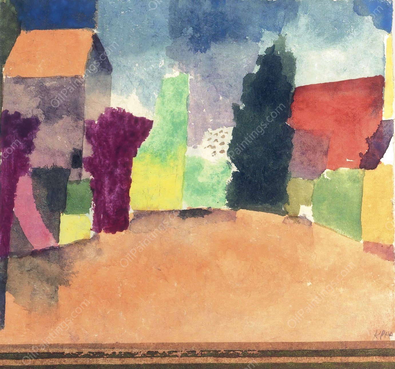 Landgut Bei Fryburg  by Paul Klee - Hand-Painted Oil Painting Reproduction