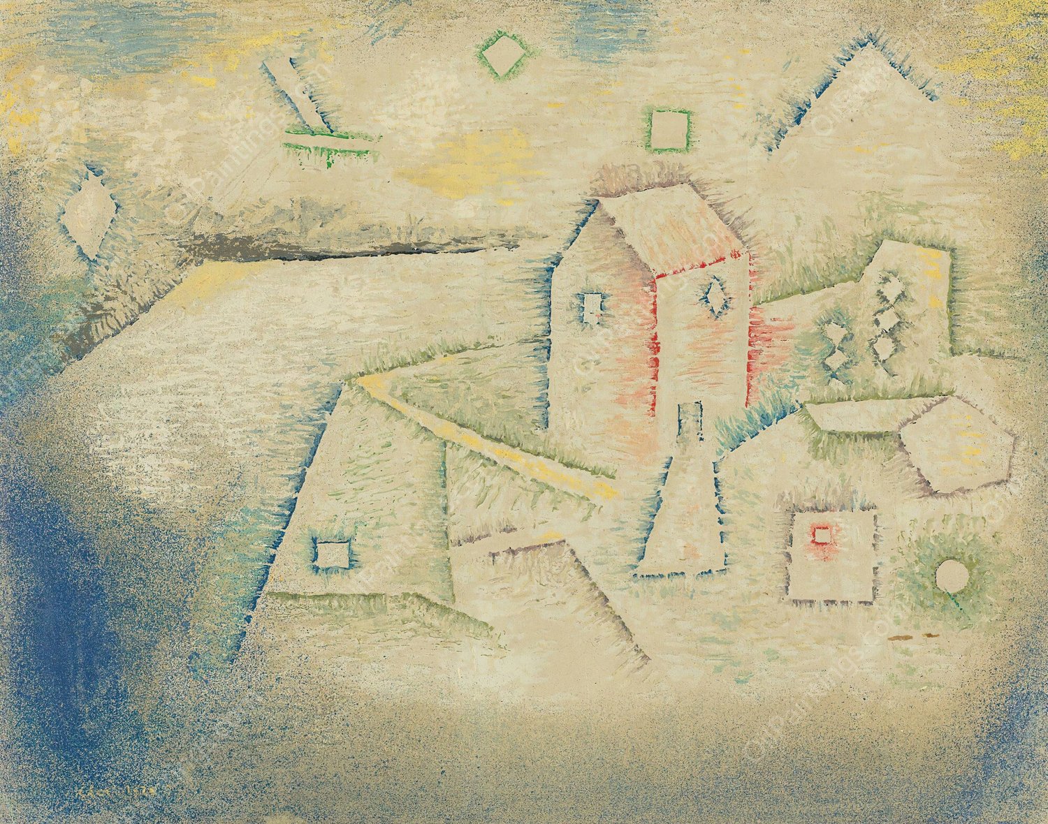 Landhaus In Norden  by Paul Klee - Hand-Painted Oil Painting Reproduction