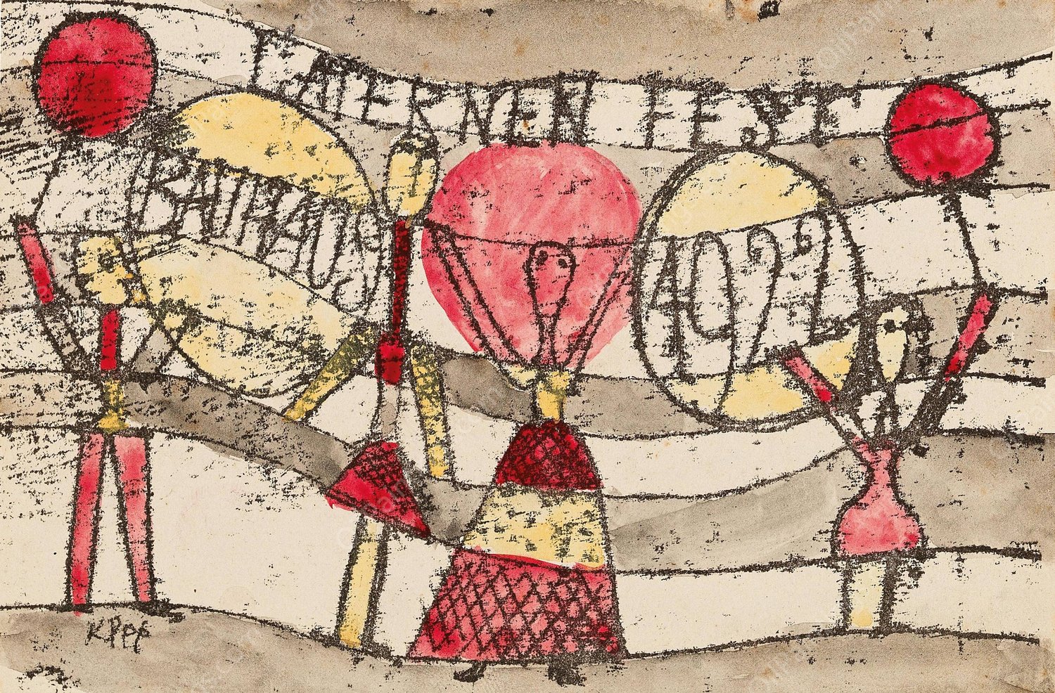 Laternenfest Bauhaus  by Paul Klee - Hand-Painted Oil Painting Reproduction