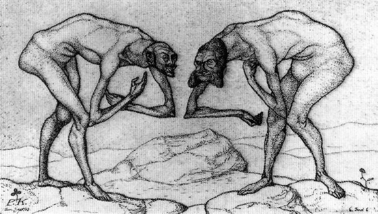 Meeting of Two Men by Paul Klee - Hand-Painted Oil Painting Reproduction