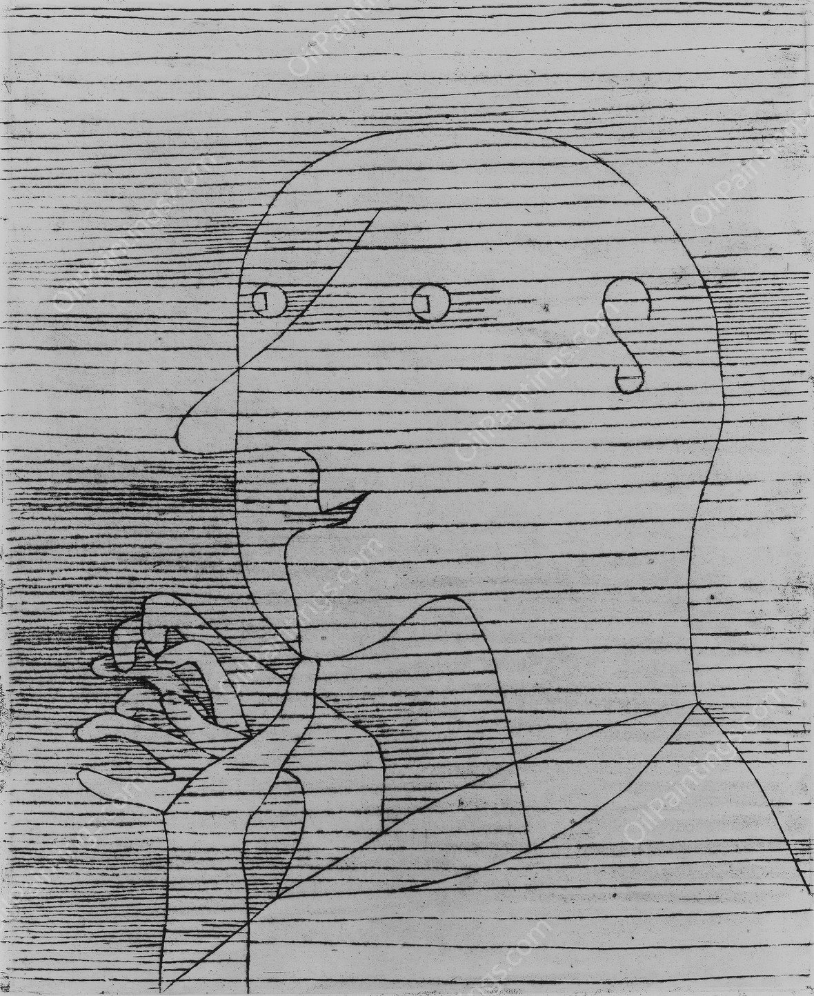 Old Man Counting  by Paul Klee - Hand-Painted Oil Painting Reproduction